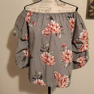 Floral striped blouse